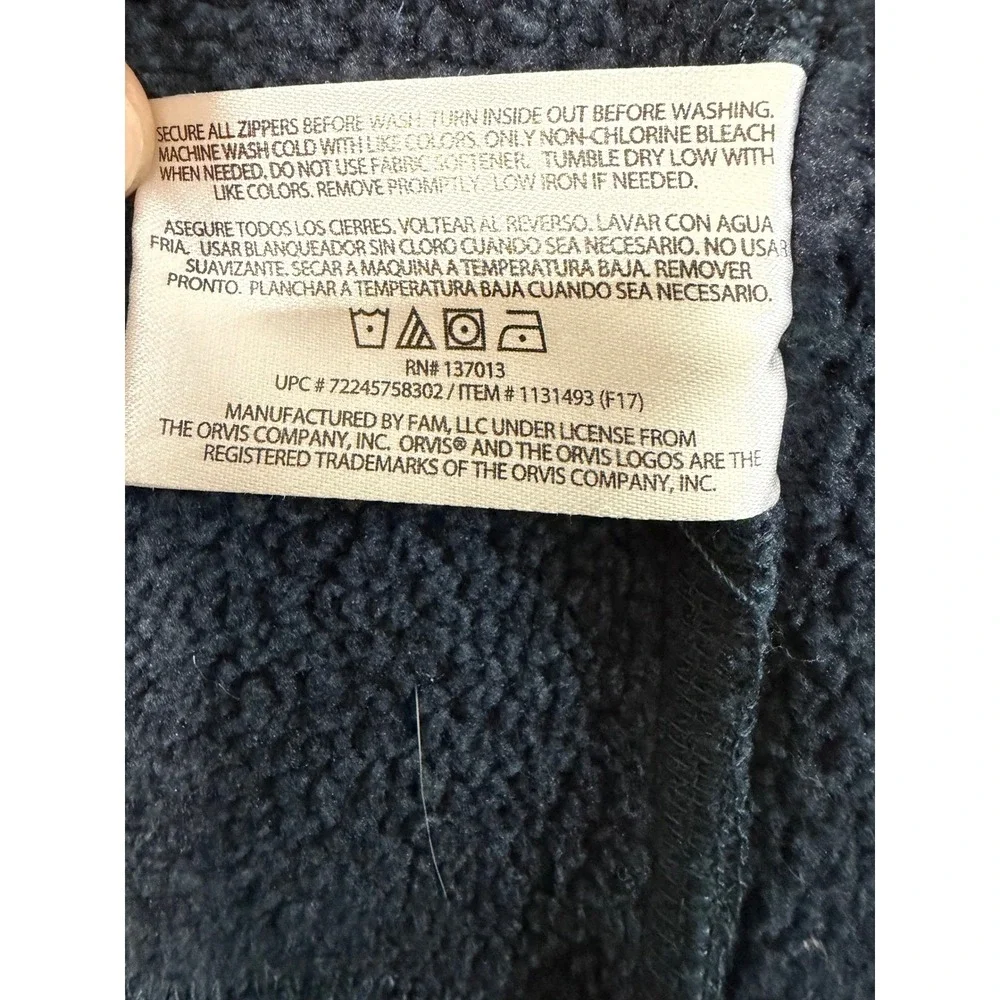 Orvis Denali‎ Fly Fishing Sweater Vest Men's Size 2XL Blue Fleece Full Zip EUC